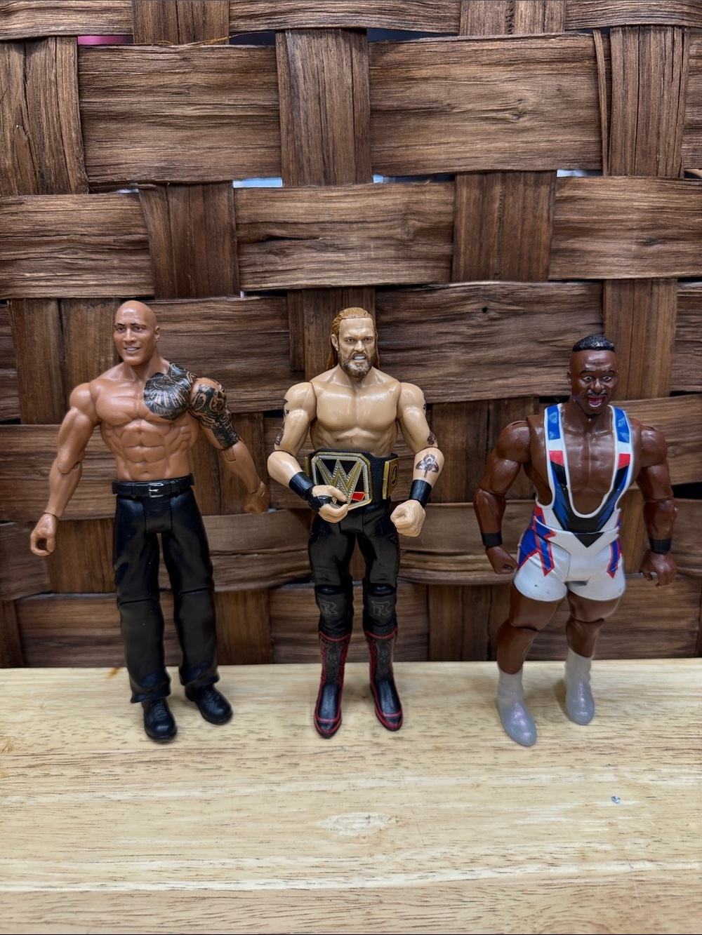 WWE Action Figure Lot with Championship Belt The Rock, Edge and Big E